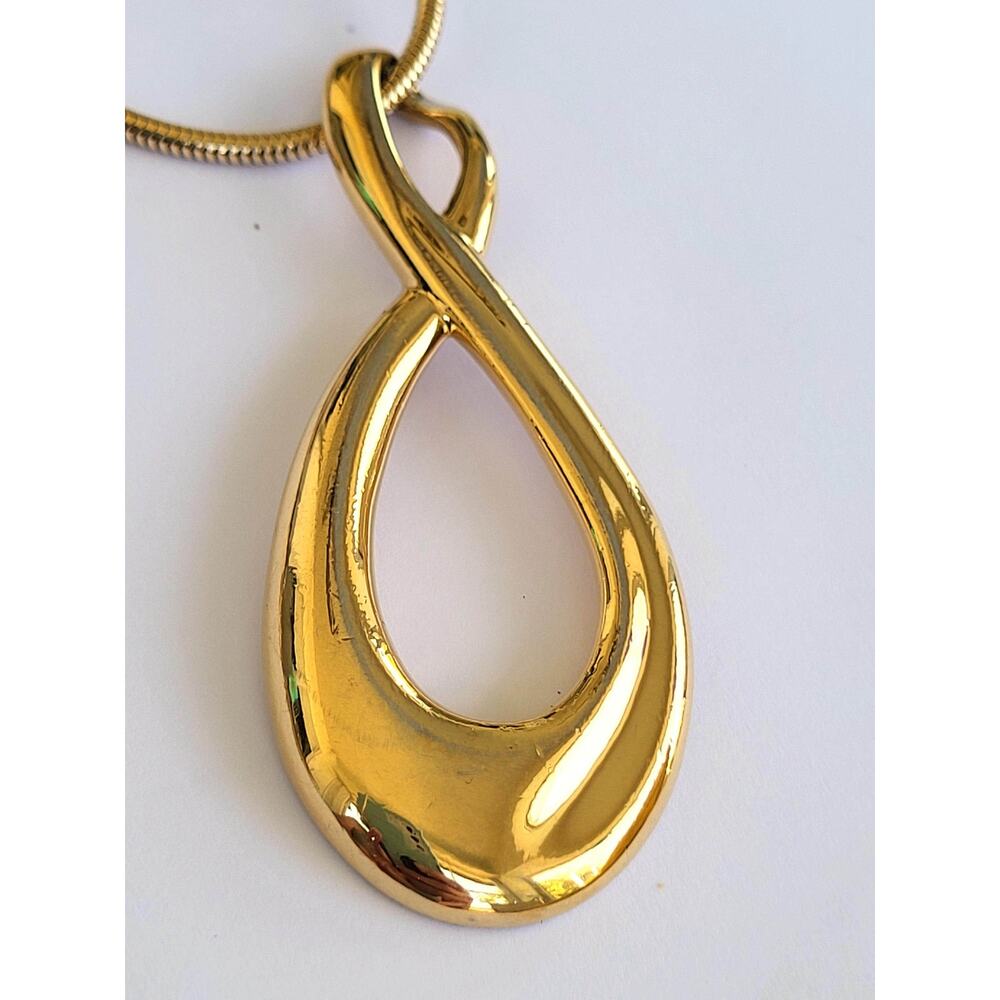 Vintage Monet Eternity Pendant Necklace and Original Gold Snake Chain Signed